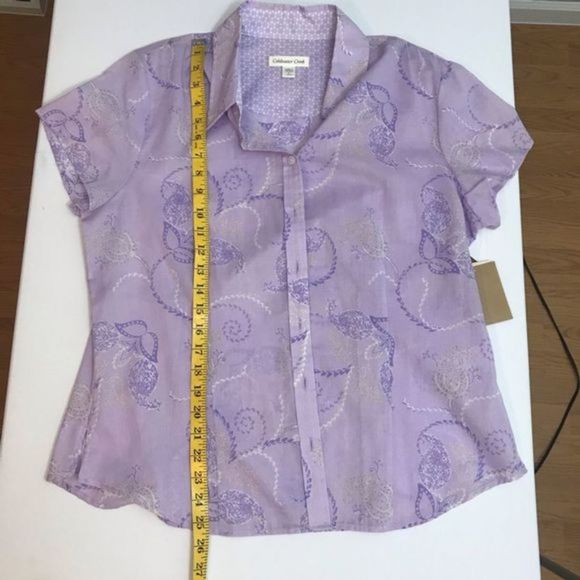 Coldwater Creek Sheer Purple Paisley Button Down L - Picture 5 of 13